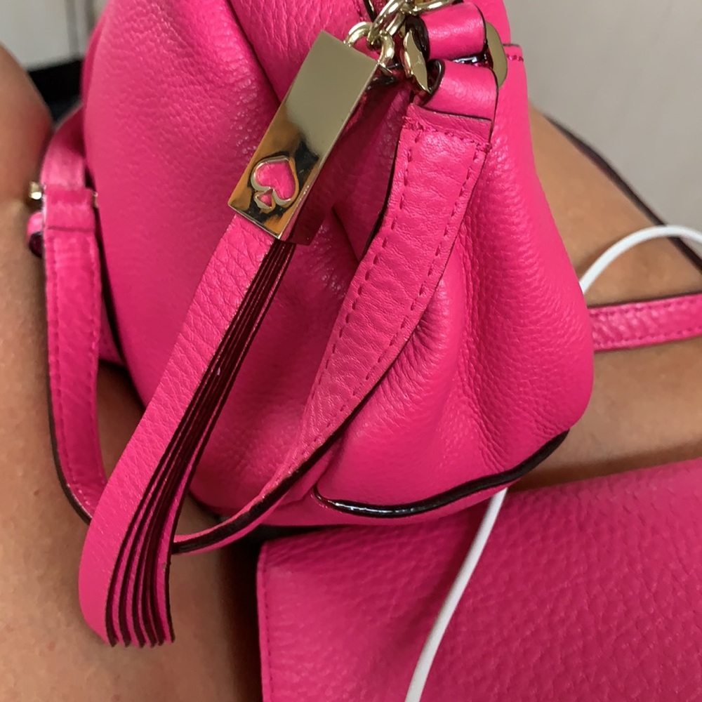 NWOT Kate Spade fuscia crossover bag and wallet